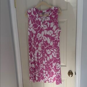 Chico's Fuchsia and White Leaf Print Mini Dress